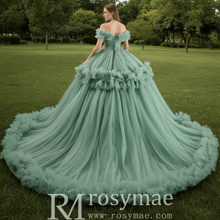 luxury Quinceanera Dress Beaded Ball Gown with Off the Shoulder - Rosymae