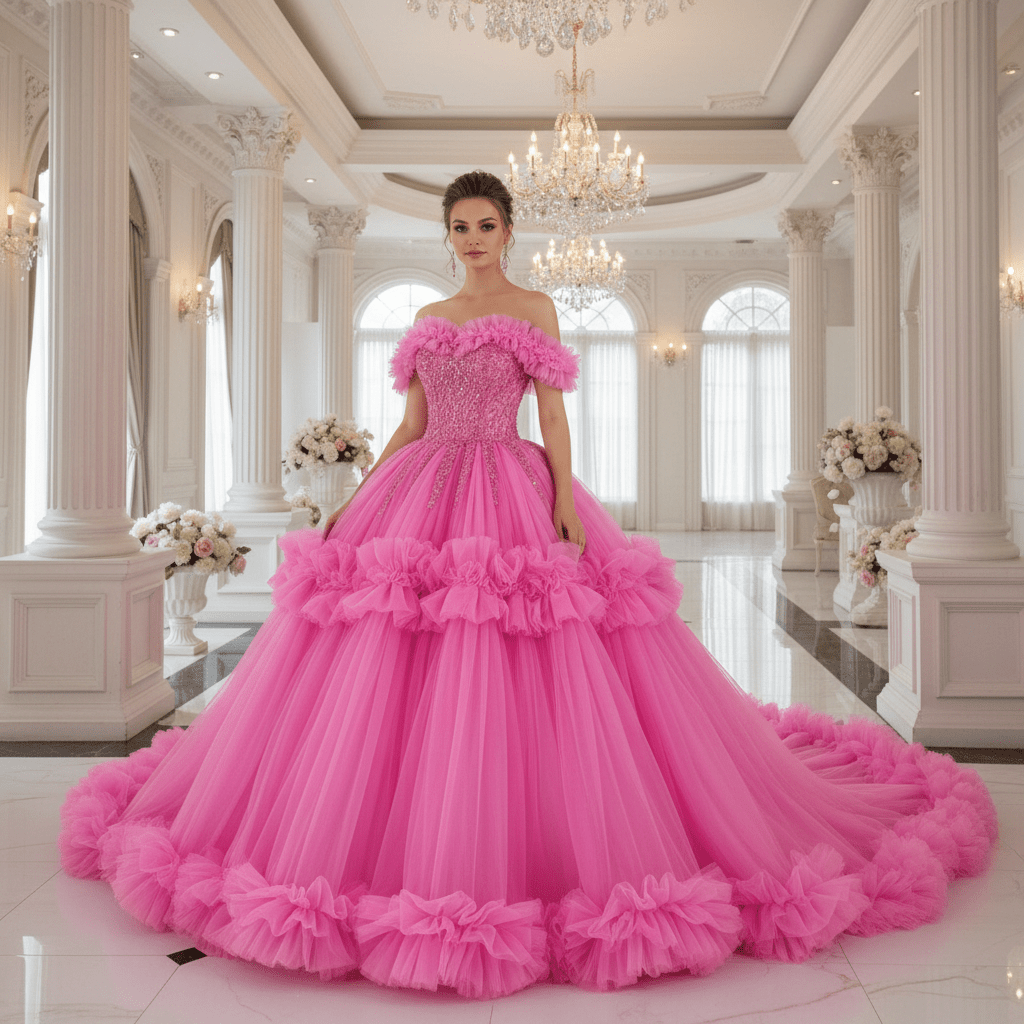 luxury Quinceanera Dress Beaded Ball Gown with Off the Shoulder - Rosymae