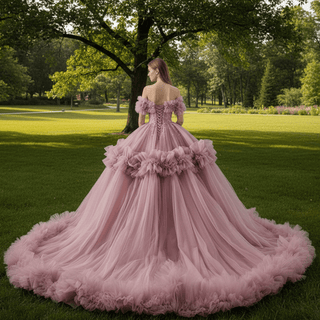 luxury Quinceanera Dress Beaded Ball Gown with Off the Shoulder - Rosymae