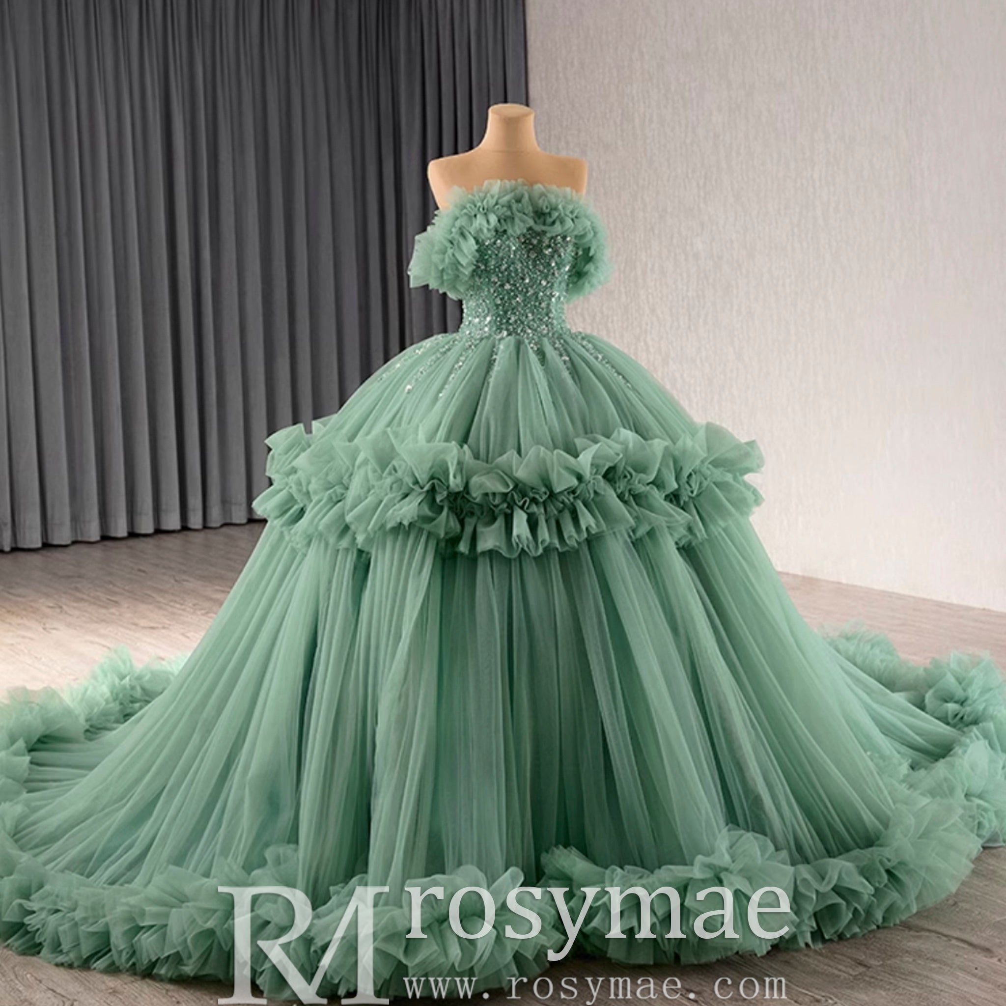 luxury Quinceanera Dress Beaded Ball Gown with Off the Shoulder - Rosymae