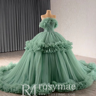 luxury Quinceanera Dress Beaded Ball Gown with Off the Shoulder - Rosymae