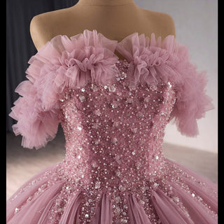 luxury Quinceanera Dress Beaded Ball Gown with Off the Shoulder - Rosymae