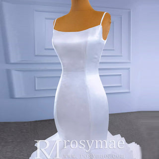 Luxury Ruffle Trumpet Wedding Dress with Spaghetti Straps - Rosymae