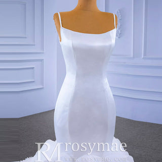 Luxury Ruffle Trumpet Wedding Dress with Spaghetti Straps - Rosymae