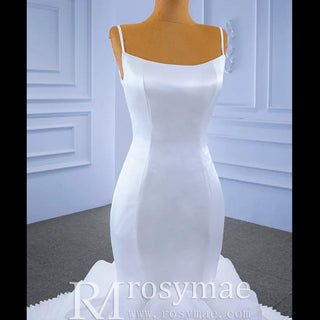 Luxury Ruffle Trumpet Wedding Dress with Spaghetti Straps - Rosymae
