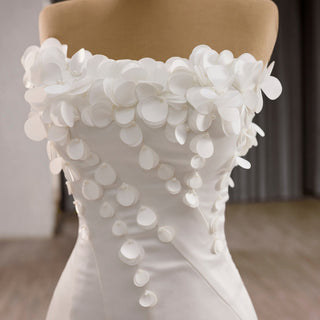 Luxury Satin Mermaid Wedding Dress with Detachable Sleeves - Rosymae