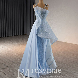 Luxury Sequins Long Formal Dress Evening Dress with Spagehtti Strap - Rosymae