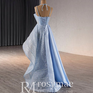 Luxury Sequins Long Formal Dress Evening Dress with Spagehtti Strap - Rosymae