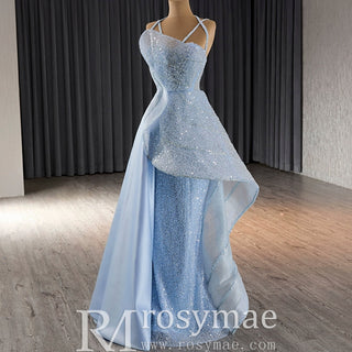 Luxury Sequins Long Formal Dress Evening Dress with Spagehtti Strap - Rosymae