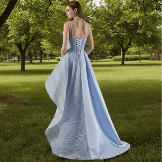 Luxury Sequins Long Formal Dress Evening Dress with Spagehtti Strap - Rosymae