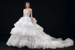 Luxury Sheer Bodice Ball Gown Wedding Dress with Sweetheart Neckline - Rosymae