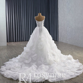 Luxury Spaghetti Straps Ball Gown Wedding Dress with Detachable Cape - Rosymae