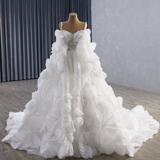 Luxury Spaghetti Straps Ball Gown Wedding Dress with Detachable Cape - Rosymae
