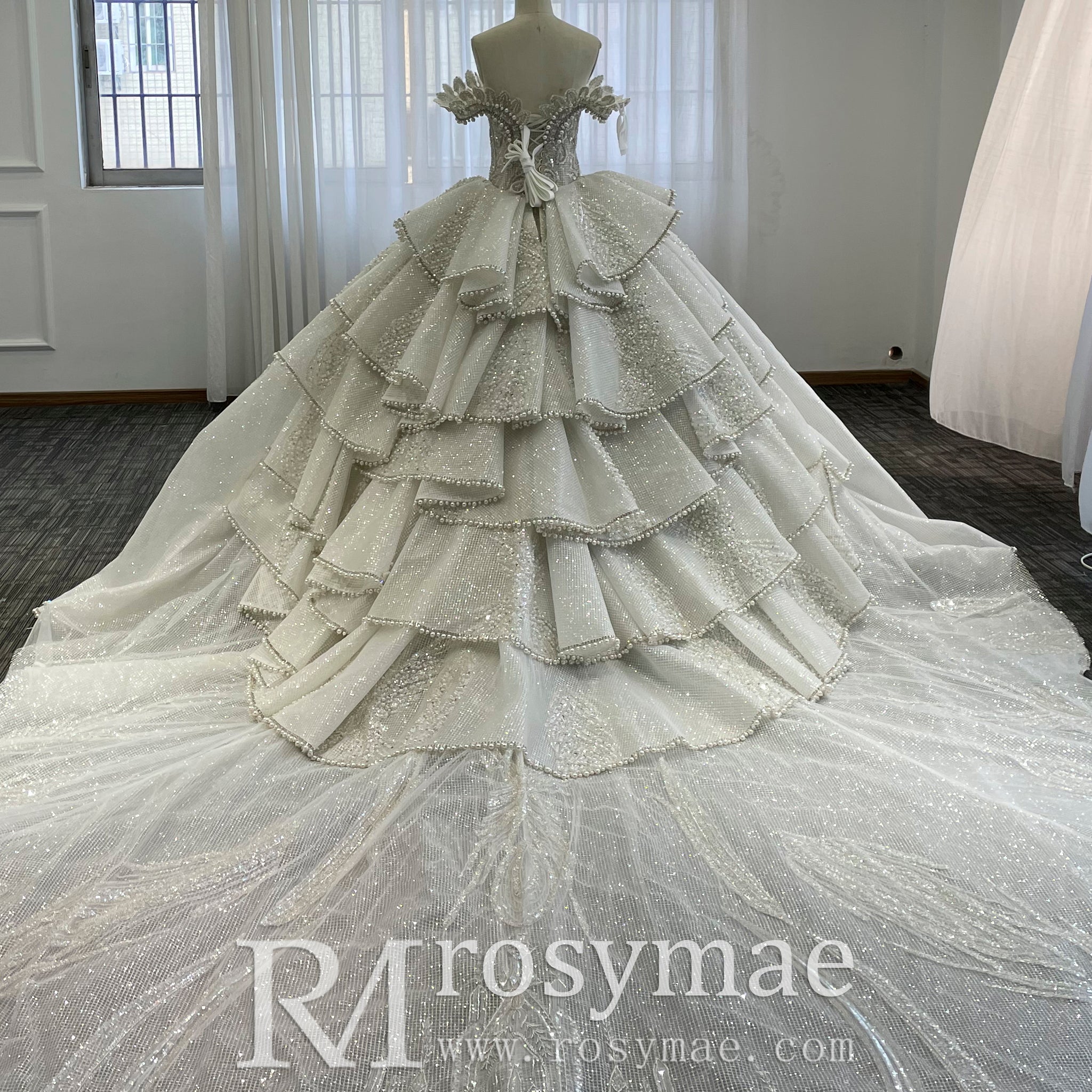 Sparkly Wedding Dresses Glitter Wedding Gowns with Puffy Skirt Champagne / 28W Sparkly Wedding Dresses Glitter Wedding Gowns with Puffy Skirt Champagne / 28W