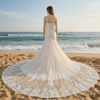Luxury Sweetheart Neck Lace Trumpet Sparkly Wedding Dresses - Rosymae