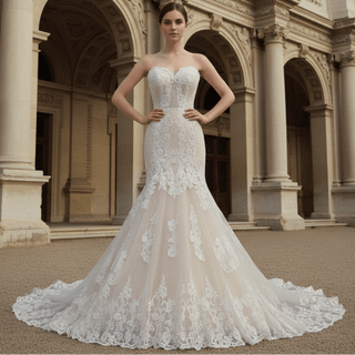 Luxury Sweetheart Neck Lace Trumpet Sparkly Wedding Dresses - Rosymae