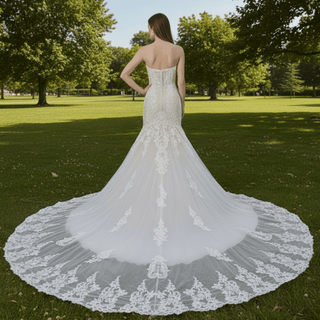 Luxury Sweetheart Neck Lace Trumpet Sparkly Wedding Dresses - Rosymae