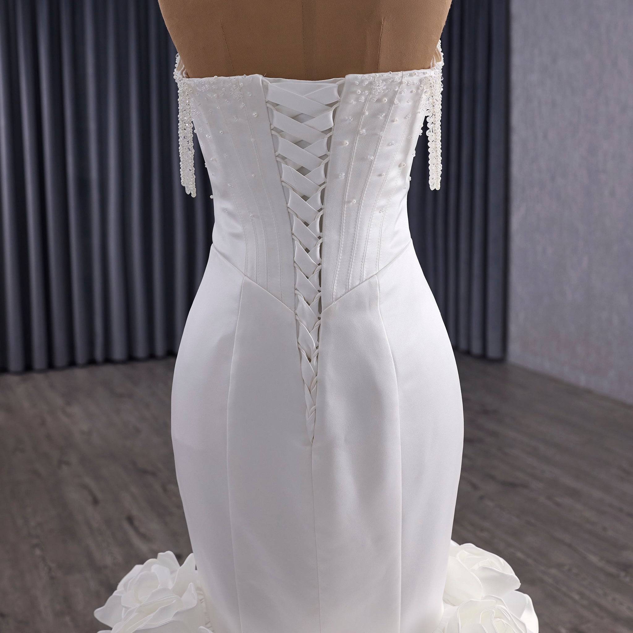 Luxury Trumpet Mermaid Wedding Dress with Handmade 3D Floral Appliqués - Rosymae