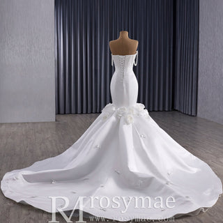Luxury Trumpet Mermaid Wedding Dress with Handmade 3D Floral Appliqués - Rosymae