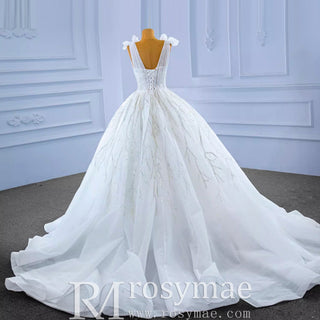 Luxury Tulle Ball Gown Wedding Dresses with V-neck - Rosymae