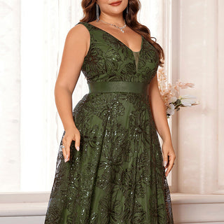 Luxury V-Neck Sequins Evening Gown Women Elegant Prom Maxi Dress - Rosymae