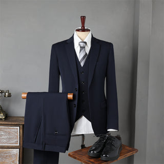 Double Breasted Men's Three Piece Suits & Blazer Office Formal Suit Slim Fit