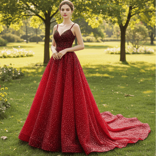 Mermaid Beaded with Removable Overskirt Prom Dress Spaghetti Strap Pageant Dress - Rosymae