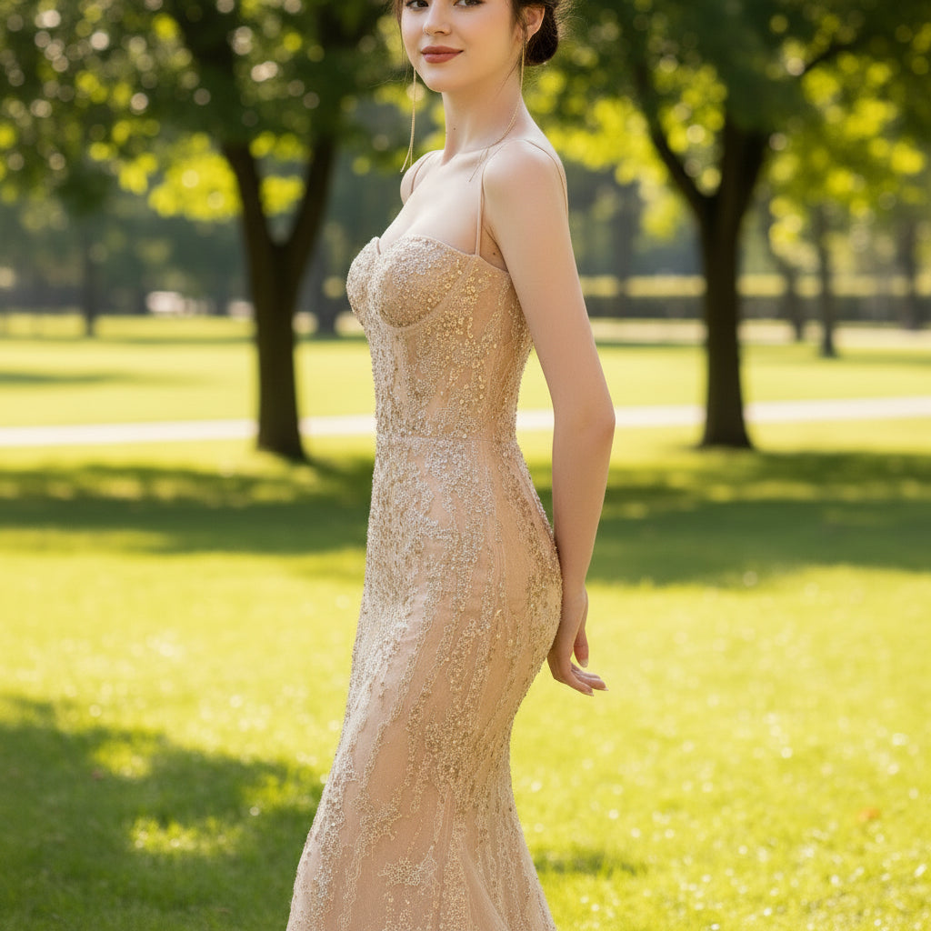 Champagne Evening Dresses with Detachable Skirt Sequin Rosymae Champagne Evening Dresses with Detachable Skirt Sequin Rosymae
