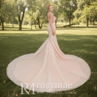 Mermaid Boho Wedding Dress Strapless Bridal Wedding Gown - Rosymae