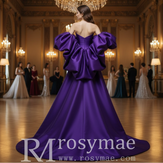 Purple Wedding Dress For Modern Romantic Bride Puffy Sleeve