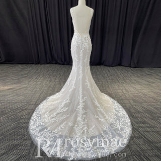 Lace Straps & Spaghetti Straps Mermaid & Trumpet Wedding Dresses