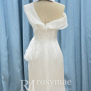 Sleek Simple Mermaid Wedding Dress with Ruffle Sleeve