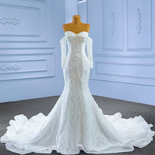 Mermaid Detachable Long Sleeve Wedding Dress with Sweetheart - Rosymae