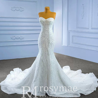Mermaid Detachable Long Sleeve Wedding Dress with Sweetheart - Rosymae