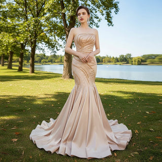 Mermaid Evening Dress Beaded Elegant High-end Party Gown - Rosymae