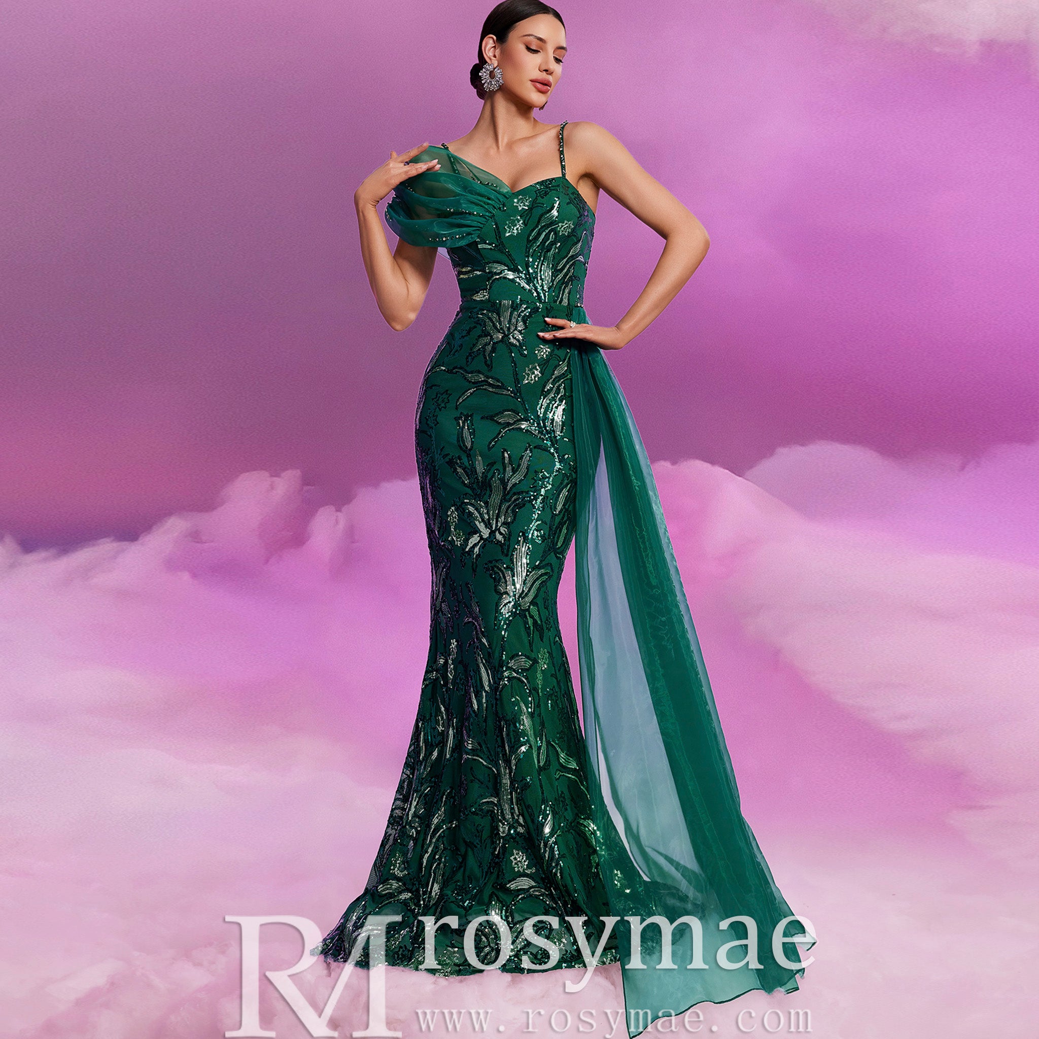 Elegant Sparkly Hunter Green Mermaid Evening Dresses Party Gowns Hunter Green / S Elegant Sparkly Hunter Green Mermaid Evening Dresses Party Gowns Hunter Green / S