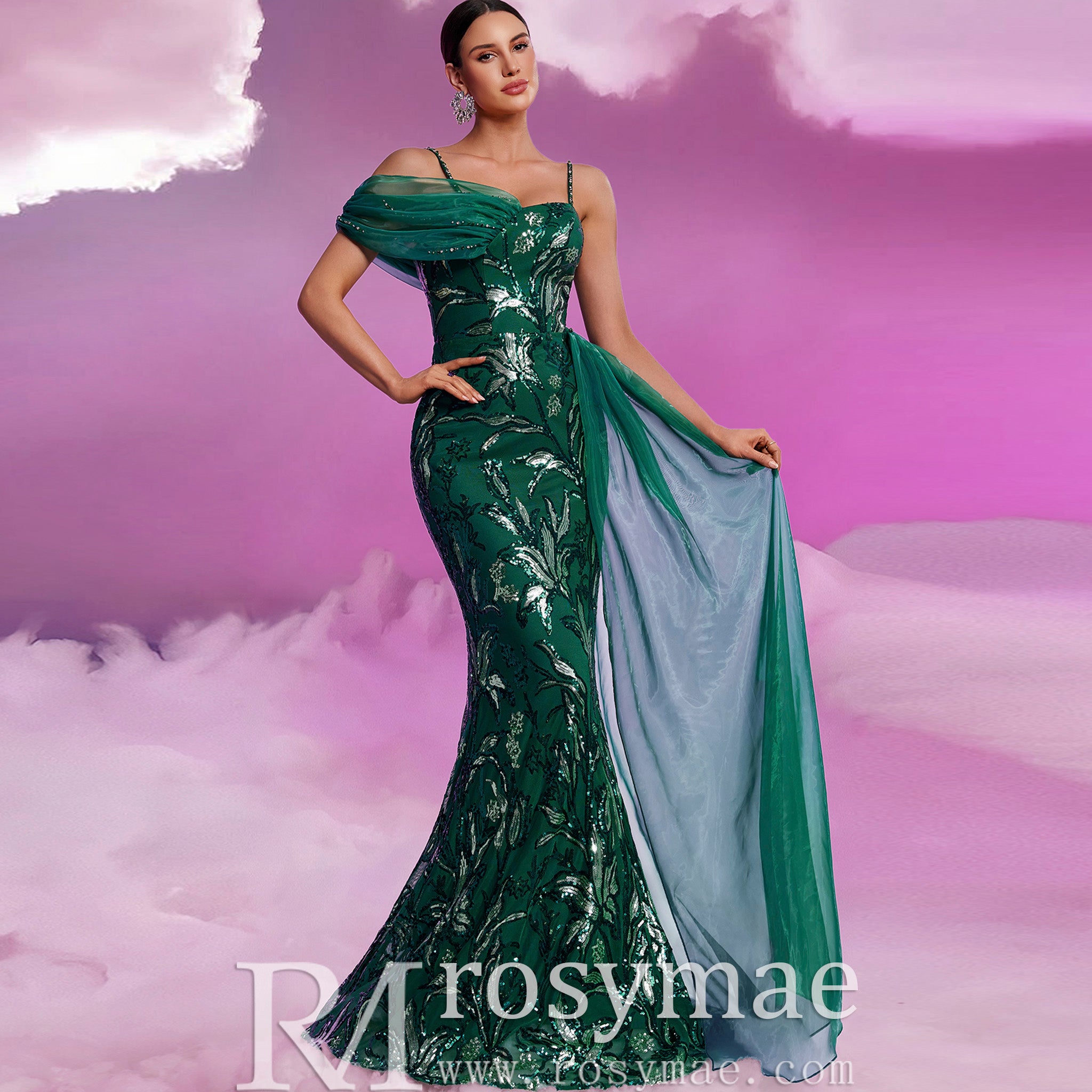 Elegant Sparkly Hunter Green Mermaid Evening Dresses Party Gowns Hunter Green / S Elegant Sparkly Hunter Green Mermaid Evening Dresses Party Gowns Hunter Green / S