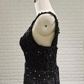 Mermaid Lace Applique Black Wedding Dress Backless Bridal Gowns - Rosymae