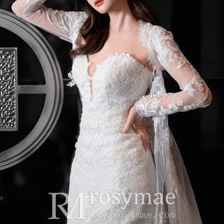 Mermaid Lace Wedding Dress with Long Sleeve Jacket