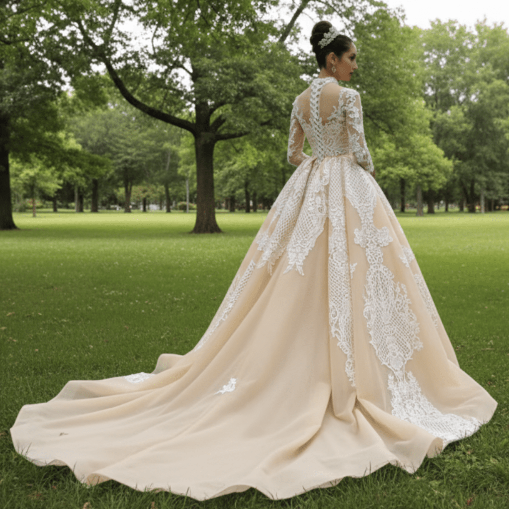 Mermaid Lace O-Neck Long Sleeve Wedding Dress With Detachable Train - Rosymae