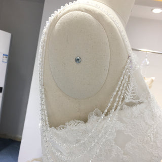 Lace Mermaid Wedding Dress with Beaded Spaghetti Straps & Sweetheart Neckline