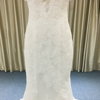 Lace Mermaid Wedding Dress with Beaded Spaghetti Straps & Sweetheart Neckline