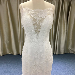 Lace Mermaid Wedding Dress with Beaded Spaghetti Straps & Sweetheart Neckline