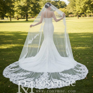 Mermaid Lace Wedding Dress with Long Sleeve Cape - Rosymae