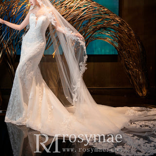 Mermaid Lace Wedding Dress with Long Sleeve Jacket