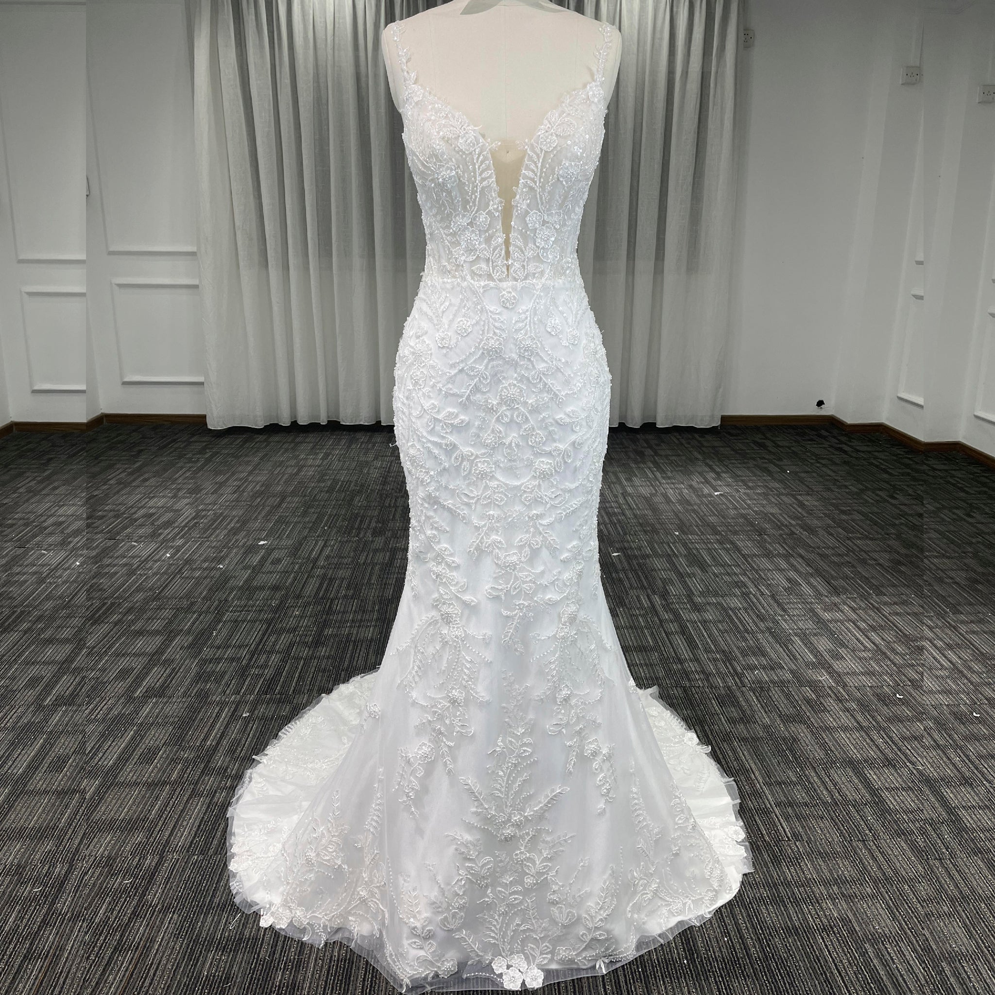 Vintage Empire Waist Lace Wedding Dress | Buy Lace Mermaid Bridal Gown Champagne / 10 Vintage Empire Waist Lace Wedding Dress | Buy Lace Mermaid Bridal Gown Champagne / 10