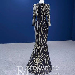 Mermaid Muslim Formal Dress Elegant Party Dress With 2 In 1 Long Sleeve - Rosymae