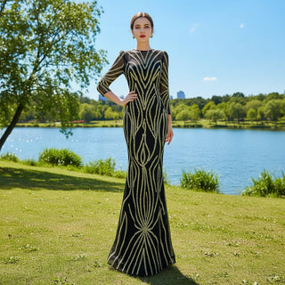 Mermaid Muslim Formal Dress Elegant Party Dress With 2 In 1 Long Sleeve - Rosymae