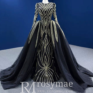 Mermaid Muslim Formal Dress Elegant Party Dress With 2 In 1 Long Sleeve - Rosymae