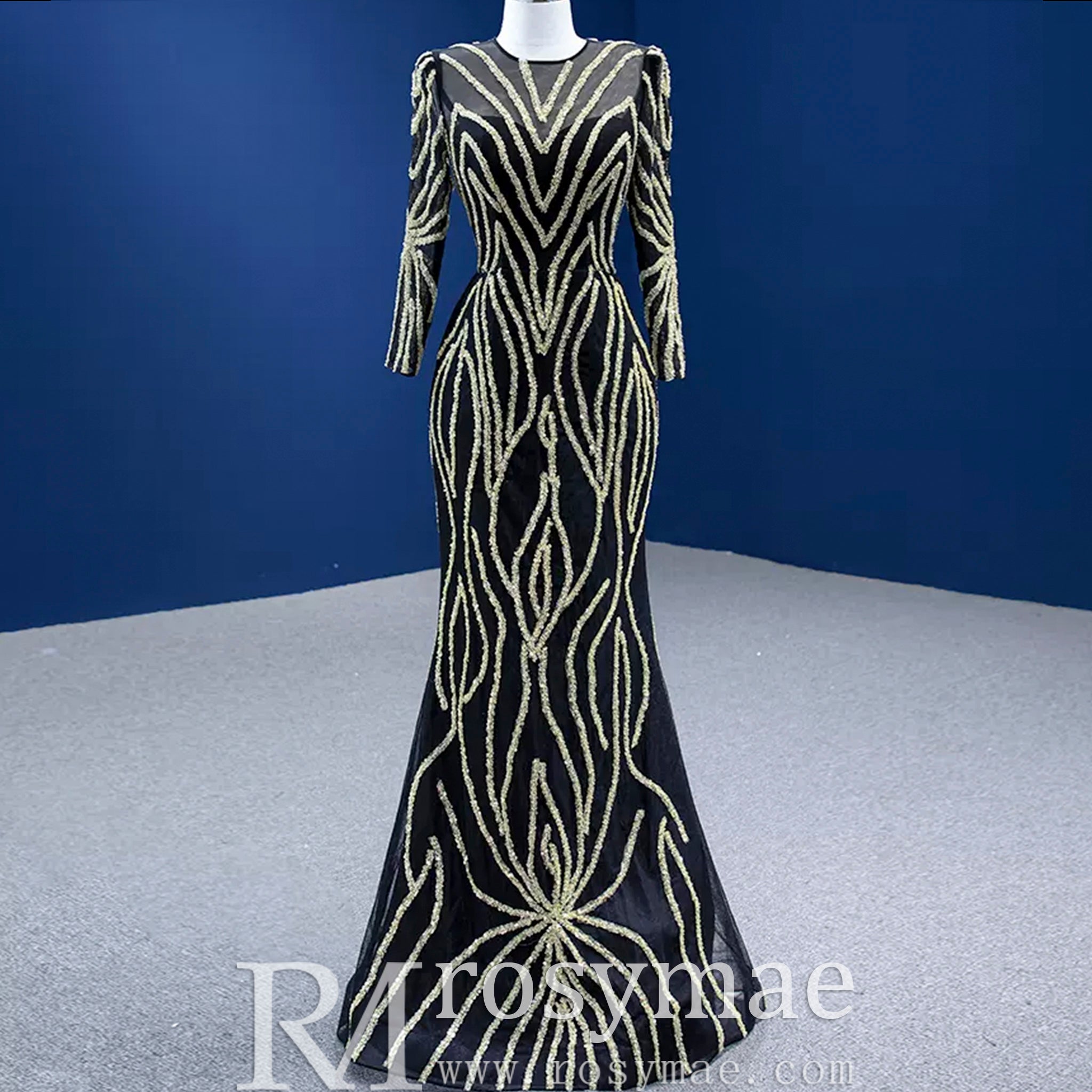 Mermaid Muslim Formal Dress Elegant Party Dress With 2 In 1 Long Sleeve - Rosymae